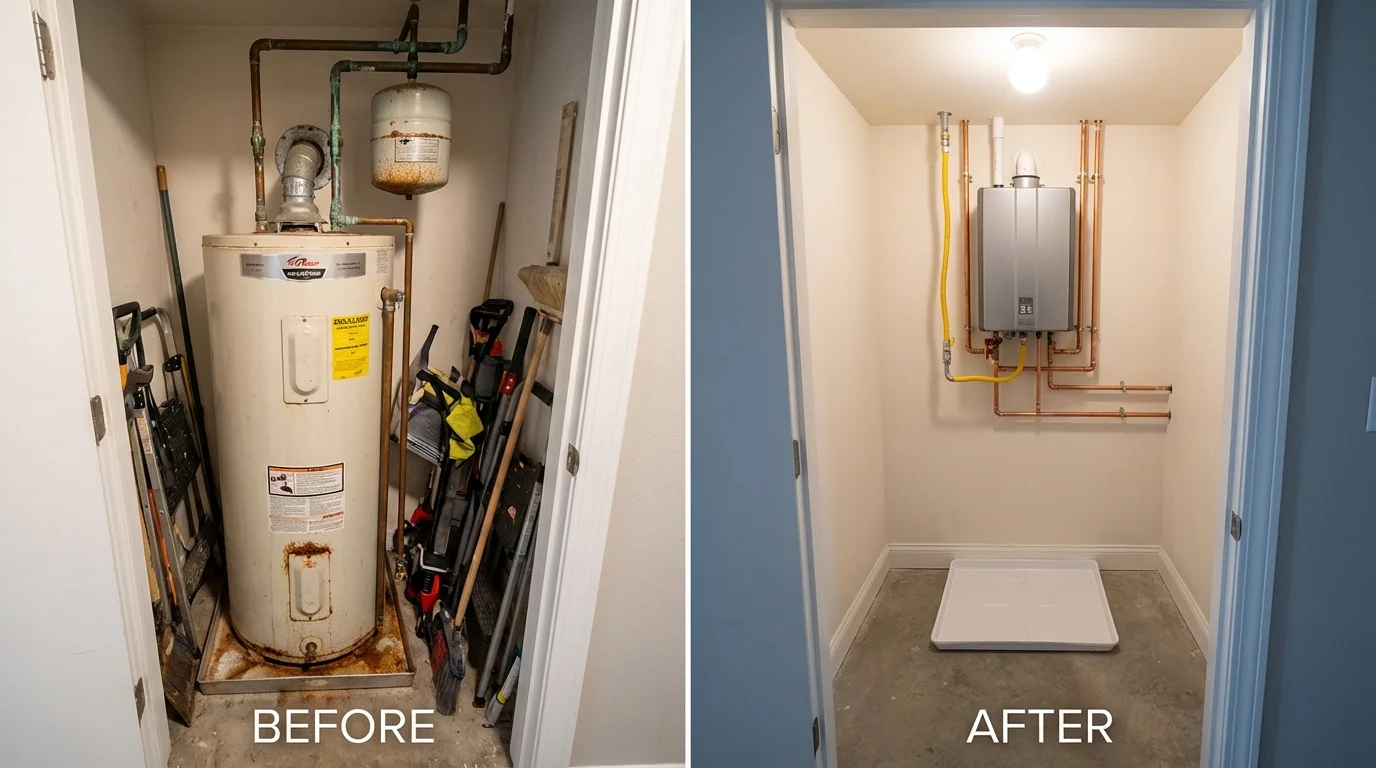 Tank water heater versus wall-mounted tankless unit comparison for Mount Sterling, OH homeowners